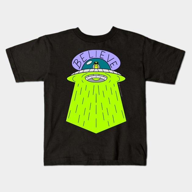 Believe in Aliens Kids T-Shirt by BretBarneyArt